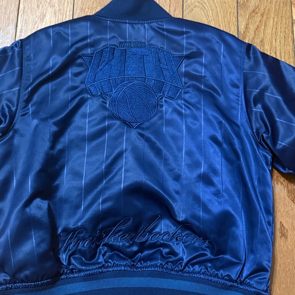 Kith Navy Blue 'New York' Letterman Jacket with Orange Trim - Picture 5 of 6